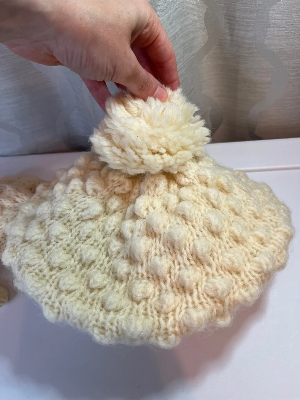 NWT Vintage Grandoe White Kitten Hat and Mittens Beret Gloves